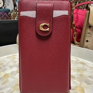 Coach Essential Phone Case Wallet Beautiful Enamel Red!